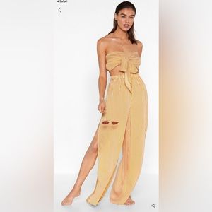NWT Striped Bandeau Top and Pants Beach Set